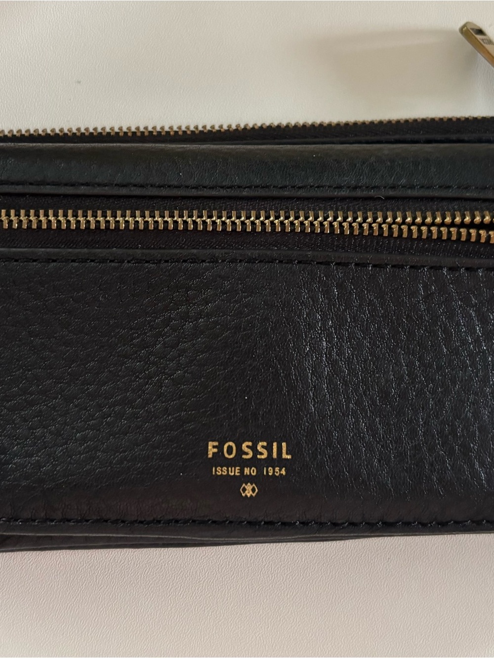 Fossil Preston Flap Wallet Clutch black pebble leather